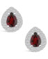 ფოტო #2 პროდუქტის Garnet (1-3/4 ct. t.w.) and Diamond (5/8 ct. t.w.) Halo Stud Earrings in 14K White Gold
