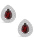 Фото #2 товара Garnet (1-3/4 ct. t.w.) and Diamond (5/8 ct. t.w.) Halo Stud Earrings in 14K White Gold