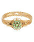 ფოტო #1 პროდუქტის 14K Gold-tone Green Flower Overlay Belt Bracelet