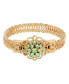 14K Gold-tone Green Flower Overlay Belt Bracelet