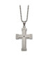 Фото #1 товара Chisel antiqued Brushed and Black CZ Cross Pendant Ball Chain Necklace