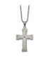 Фото #1 товара Antiqued Brushed and Black CZ Cross Pendant Ball Chain Necklace