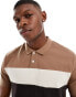 ASOS DESIGN cut and sew polo in multi colour