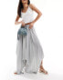 Фото #1 товара Miss Selfridge textured hanky hem maxi skirt in light blue