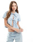 Фото #1 товара ASOS DESIGN denim collar top in mid blue