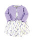 ფოტო #1 პროდუქტის Baby Girls Baby Organic Cotton Dress and Cardigan 2pc Set, Lavender