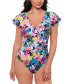 Фото #1 товара Women's Garden Dreams Flutter-Sleeve One-Piece Swimsuit, Created for Macy's
