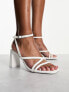 Фото #1 товара Bershka strap detail flared heel sandals in white