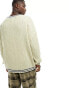 ASOS DESIGN oversized cable knit cricket jumper in cream with navy tipping Бежевый, 2XL - Chest 46-48 - фото #7