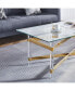 Gold Stainless Steel Coffee Table With Acrylic Frame And Clear Glass Top