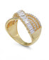 ფოტო #3 პროდუქტის Cubic Zirconia Triple Row Baguette & Pave Crossover Ring (3 ct. t.w.) in Sterling Silver or 18K Gold over Sterling Silver