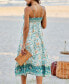 ფოტო #3 პროდუქტის Women's Teal & Blue Square Neck Boho Maxi Beach Dress