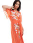 Фото #2 товара Hope & Ivy premium wrap front embroidered maxi dress in rust