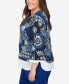 Фото #3 товара Plus Size Downtown Vibe Floral Flutter Sleeve Top with Woven Trim