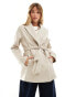 New Look short belted coat in mink