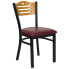 Фото #4 товара Hercules Series Black Slat Back Metal Restaurant Chair - Natural Wood Back, Burgundy Vinyl Seat