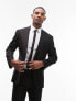 Topman stretch slim textured suit jacket in black