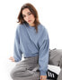 Monki round neck long sleeve sweatshirt in blue