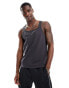 ASOS DESIGN heavyweight vest with square neck in charcoal