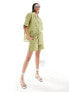 IIsla & Bird longer line broderie beach short in pine garden green UK 8 - фото #1