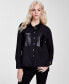ფოტო #1 პროდუქტის Women's Faux-Leather-Pocket High-Low Shirt