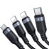 Фото #3 товара 4w1 Kabel przewód USB-A - USB-C 2x iPhone Lightning microUSB 1.2m czarny