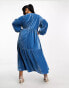 Фото #2 товара ASOS DESIGN Curve midi wrap velvet dress in blue