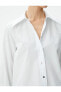 Фото #9 товара Рубашка женская Koton Классическая из поплина с длинным рукавом, застежка на пуговицы, Regular Fit, из хлопка