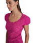 Фото #3 товара Women's Textured Scoop-Neck Puff-Sleeve Top