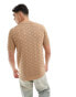 Фото #3 товара Brave Soul textured knit trophy neck polo in tan