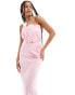 Фото #4 товара ASOS DESIGN draped bandeau midi dress with back buckle straps in pink