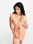 ASOS DESIGN sleeveless twill shirt mini dress with D ring buckle detail in peach