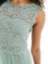 Vila Bridesmaid lace and tulle maxi dress in sage green