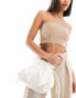 True Decadence pouch bag with chain strap in off white satin