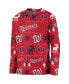 Big Boys Red Washington Nationals Allover Print Long Sleeve Top and Pants Sleep Set