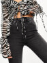 Miss Selfridge Petite cropped kickflare jean in black