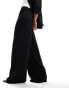 ASOS DESIGN pull on slub wide leg trouser in black