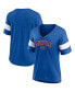 ფოტო #2 პროდუქტის Women's Heathered Royal Florida Gators Arched City Sleeve-Striped Tri-Blend V-Neck T-shirt