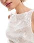 Фото #2 товара COLLUSION sheer sequin asymmetric mini dress in ivory