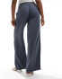 Фото #3 товара Pimkie linen blend drawstring wide leg trousers in grey