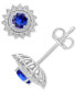 Sapphire (5/8 ct. t.w.) & Diamond (1/5 ct. t.w.) Halo Stud Earrings in 14k White Gold (Also in Emerald)