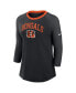 ფოტო #3 პროდუქტის Women's Black Cincinnati Bengals Raglan 3/4 Sleeve T-Shirt