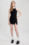 Фото #5 товара Bodycon Yırtmaçlı Siyah Askılı Mini Elbise A5177ax23sm