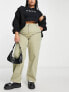 Фото #4 товара ASOS DESIGN Curve minimal cargo trouser in khaki with contrast stitching