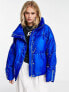 Фото #1 товара Sixth June high neck oversized puffer jacket in iridescent blue
