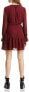 Фото #3 товара LINI 253760 Womens Long Sleeve Ruffled Dress Solid Mahogany Size 8