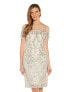 Фото #3 товара Adrianna Papell 291058 Women's Sequin Embroidery Sheath Dress, Alabaster, Size 6