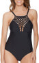 Фото #1 товара Athena 263939 Women's High Neck Braided Black One Piece Swimsuit Size M