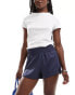 Фото #2 товара adidas Performance pacer rib high-rise tonal 3-stripes shorts in blue