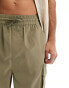 Native Youth mid length cargo pocket shorts in khaki